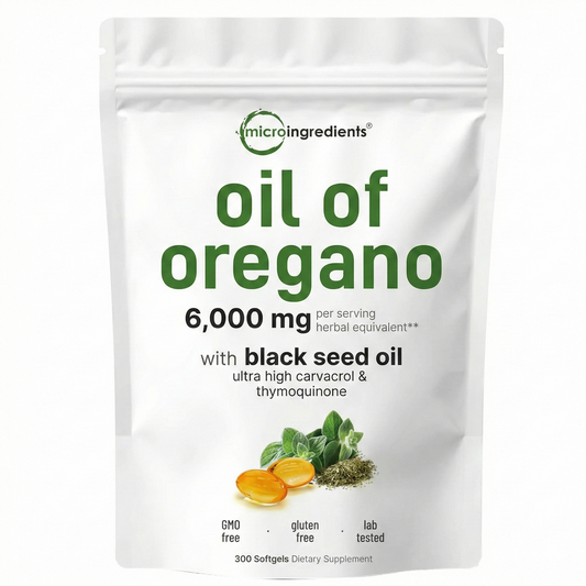 Aceite de Orégano 6,000mg con Black Seed Oil - 300 Softgels